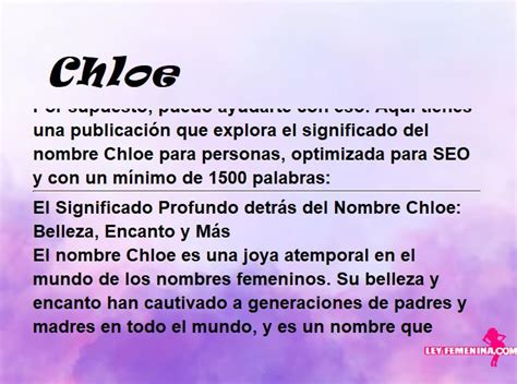 Significado del nombre Chloe .